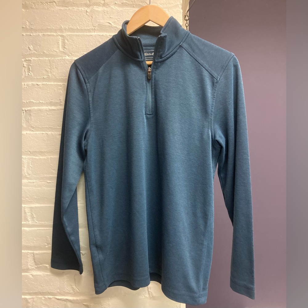 Eddie Bauer Quarter Zip LS Shirt, Navy, Men’s Small
